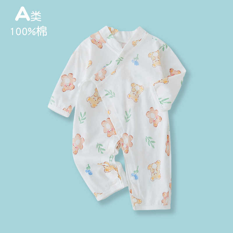 Baby's jumpsuit summer thin pure cotton newborn's long-sleeved climbing suit baby's spring base underwear monk suit