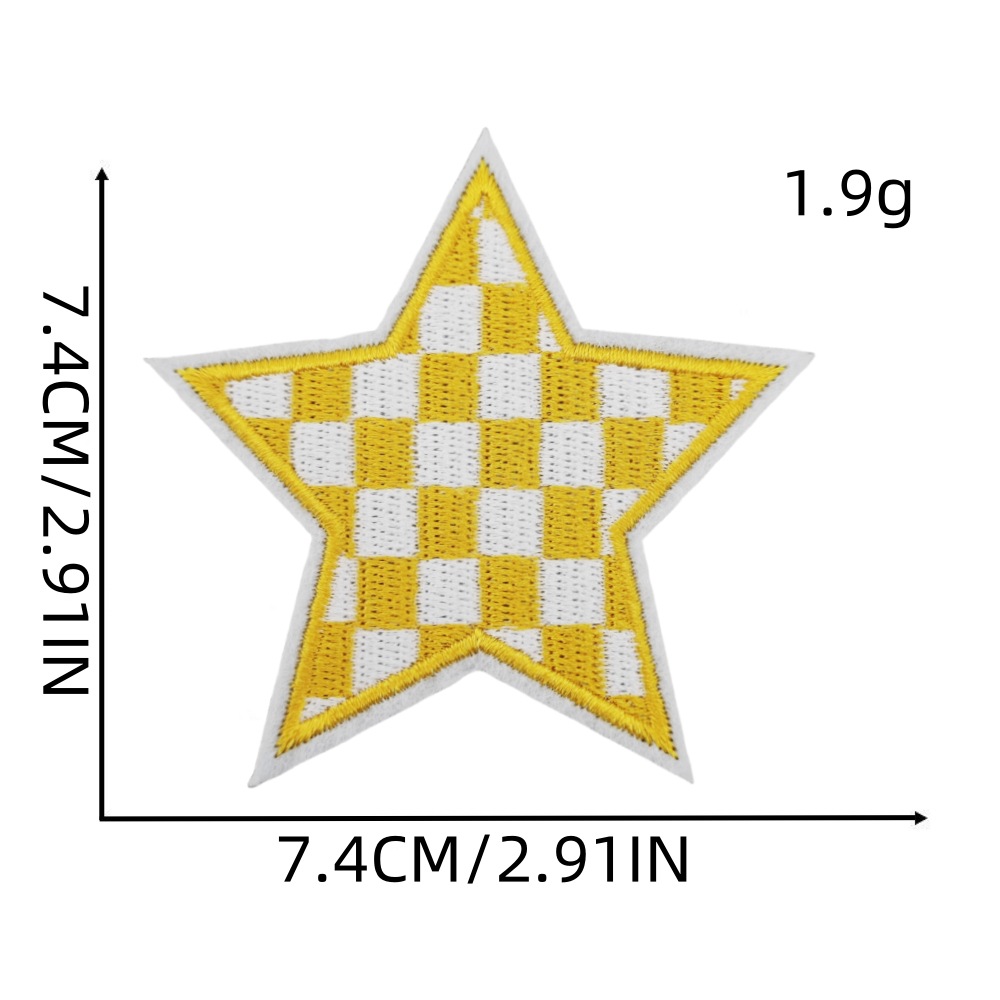 格子五角星布贴7#