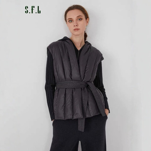 European Station 2024 Autumn/Winter New Korean Fashion Loose Vest down Jacket Women's Tie Vest Short Back Pin