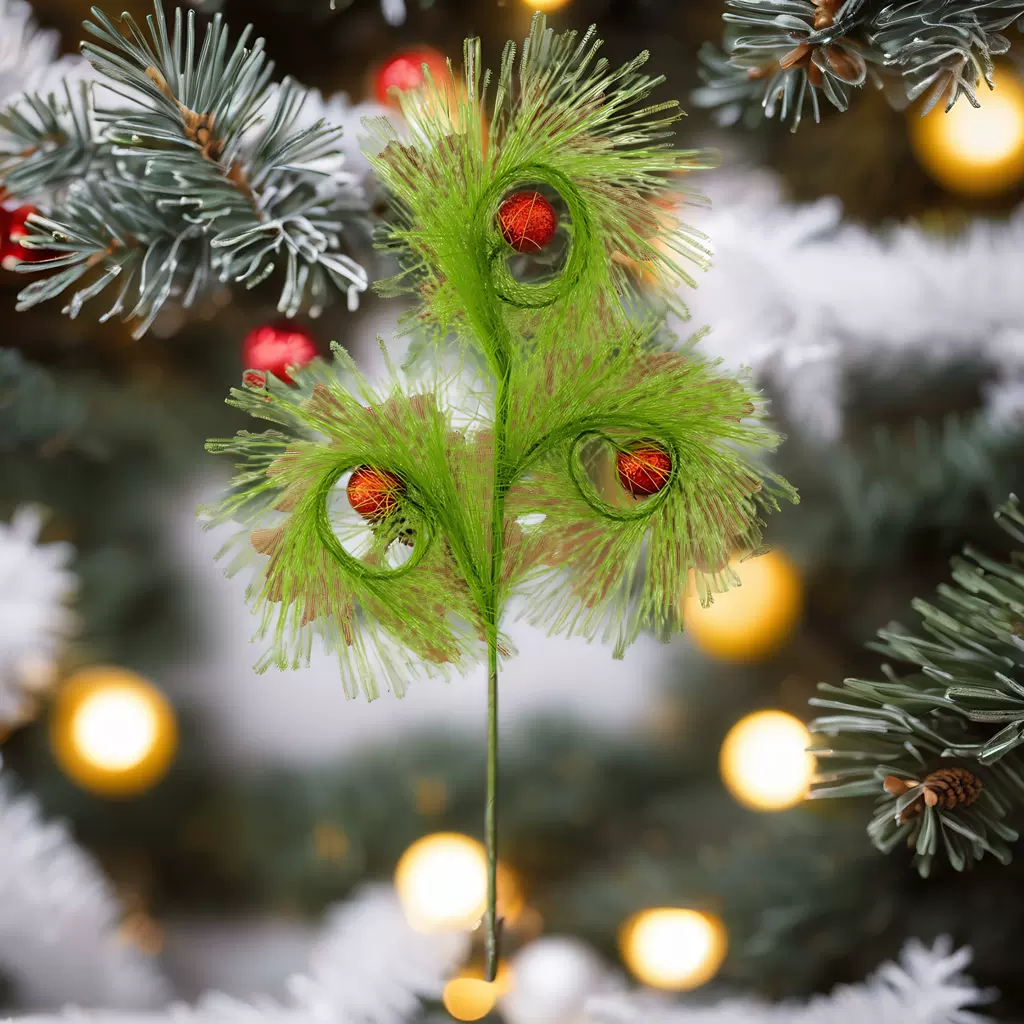 跨境圣诞树装饰套装40cm人造蒲苇红球圣诞节精灵挂饰花环装饰