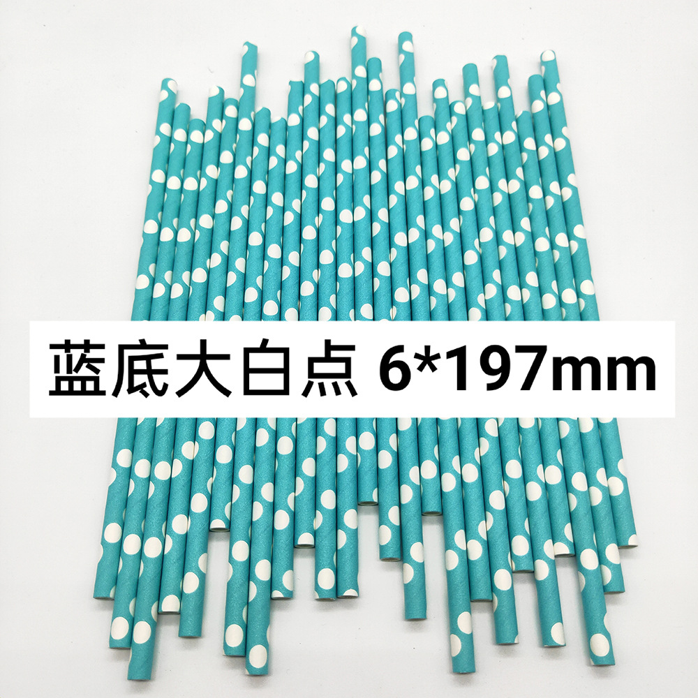 Combinación azul paja de papel desechable degradable papel Kraft bar fiesta postre pastel decoración tubo recto tubo para beber