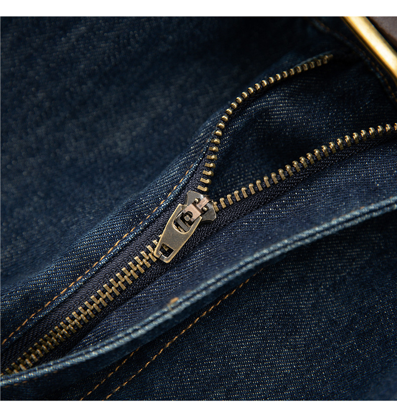 Váy denim nữ cổ ve phong cách Pháp retro Hồng Kông — Màu xanh lam chi tiết 16
