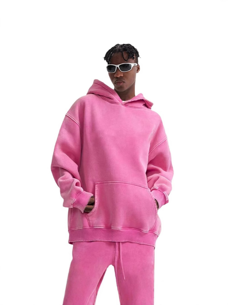 Comercio exterior de Amazon para la marca de invierno y otoño, camisetas retro de peso pesado lavado en agua para hombres con camisetas con capuzas de lana para hombres