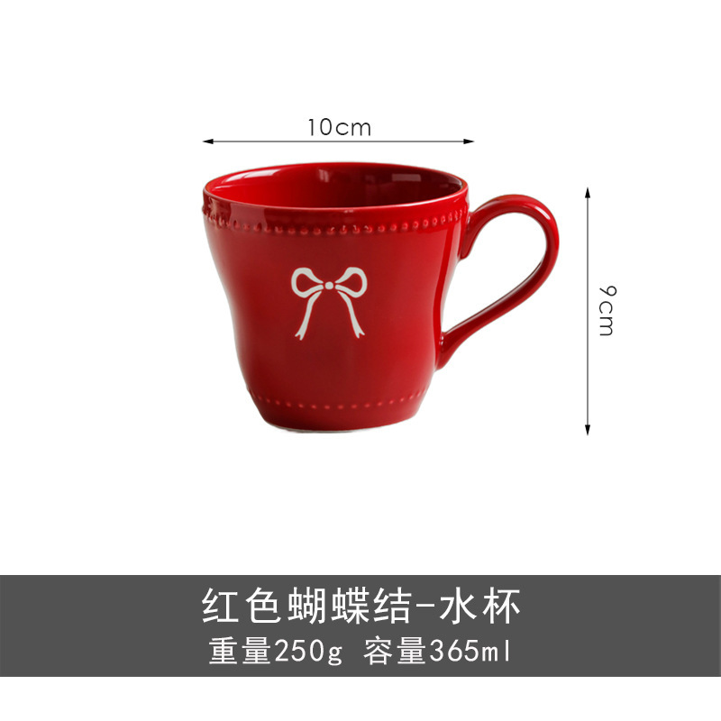 蝶結びの新しい陶器食器、見栄えの良い丼、両耳スープボウル、家庭用陶器ボウルと皿、インスタイル|undefined
