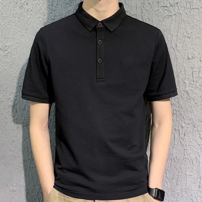 Camisa de Polo de manga corta de verano Camisa de Polo slim-Fit para hombre Camiseta de solapa de media manga de moda para hombre