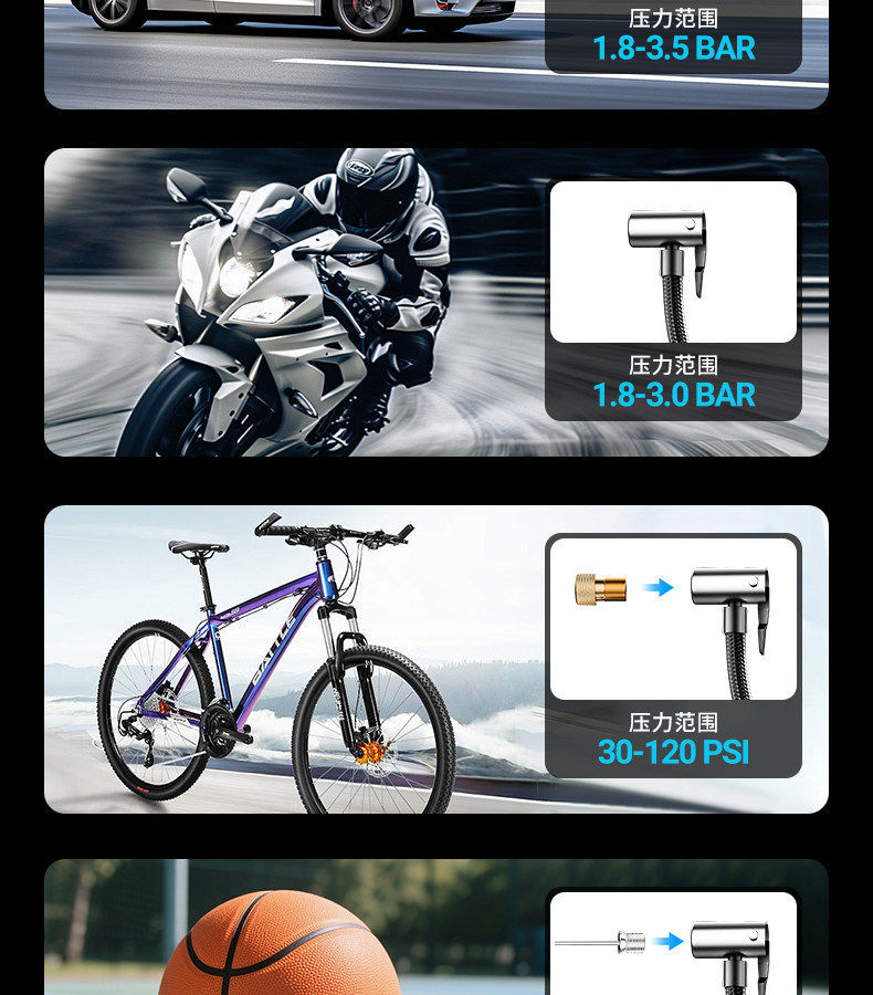 Emergency Starting Power Supply, Car-Mounted Air Pump, Smart Portable Bicycle Electric Tire Pump, Wireless Digital Display
