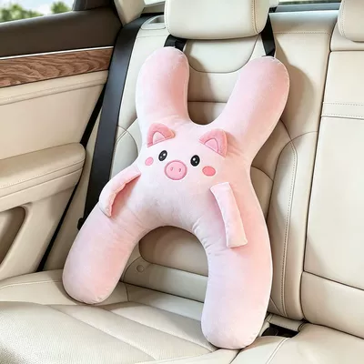 Cross-border children's car headrest, car neck Headrest - pink-piglet-42x56