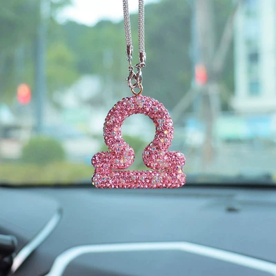 Car hanging – car rearview mirror pendant - pink-ab-mixed-color-diamond-libra