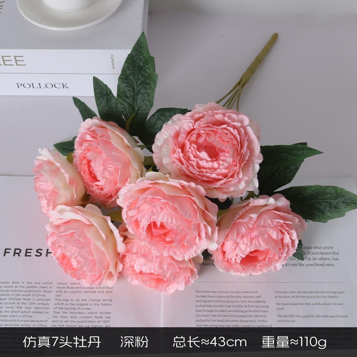 Simulación de flores 7 peonía rosa ramo de flores nórdico decoración de flores decoración de la mesa de comedor flores falsas decoración floral de boda