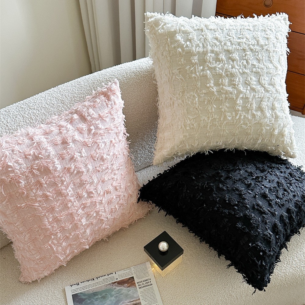 Nordic Black and White Three-Dimensional Tassel Style Tassel Pillow Office Waist Pillow Bedside Pillow Cushion Sofa Pillow