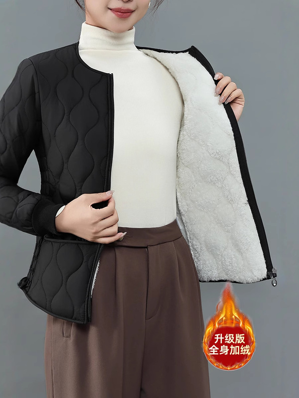 冬季加绒加厚保暖内胆棉衣女2025新款时尚修身防寒短款中老年棉服|undefined