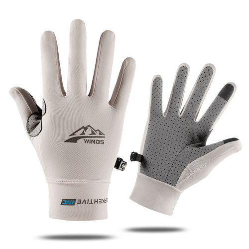 Q017 Riding Gloves for Men, Fitness, Sports, Mountaineering, Fishing, Silk-like Sun Protection, Thin, Fingered Gloves, Breathable, Cross-border