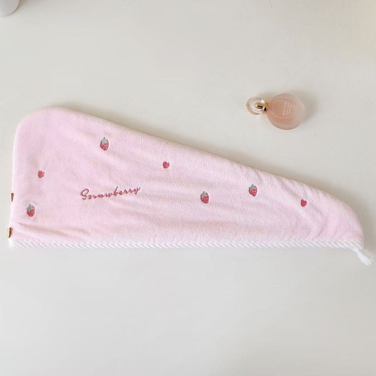 hồng / Mũ tắm hai lớp thêu dâu 65*25CM-165g