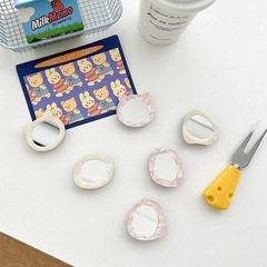 小清新ins風手機氣囊支架貝殼紋亞克力貓咪鏡子貼便攜隨身補妝鏡