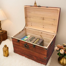 木箱子带锁储物箱实木收纳箱复古木盒子特大号长方形带盖木箱定
