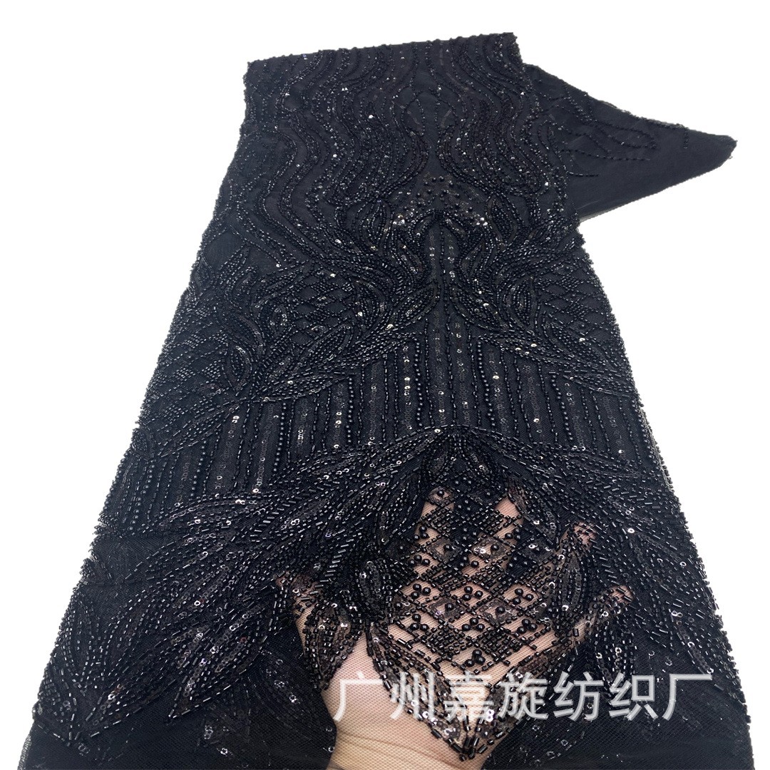 Francés hermoso cuentas tubo de cuentas sequinilla tela de encaje vestido de boda de alta calidad diseñador de vestido de fiesta DIY tela