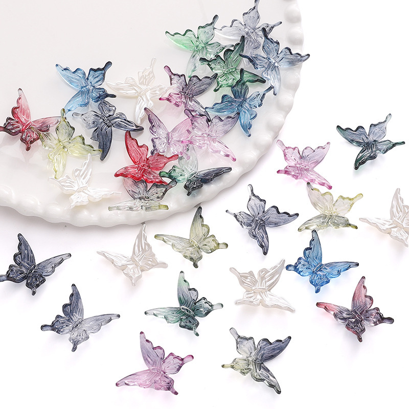 AB Double Color Butterfly Accessories Hand Beaded Beaded Homemade DIY Jewelry Pendant Accessories Necklace Mobile Phone Chain Bag