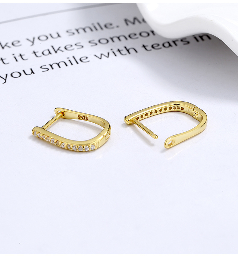 Daily Occasion 925 Sterling Silver Material U Shape Pattern All Seasons Season 1 Pair 925 Sterling Silver Zircon 925 Sterling Silver Earrings U Shape Hoop Earrings