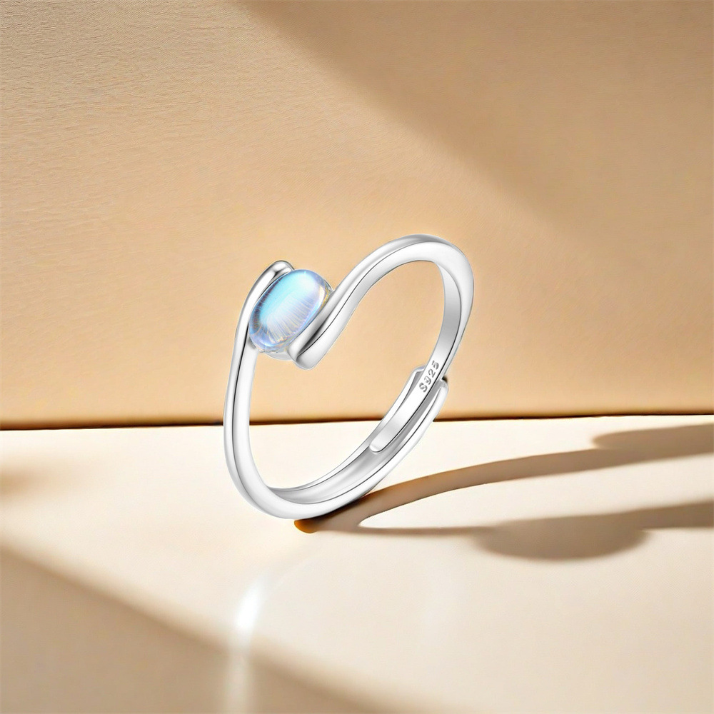 5g Weight Zircon Inlay Material Open Rings Classification Adjustable Ring Size 1 Piece Quantity Holiday, Daily Occasion 925 Sterling Silver Material Geometric Pattern Women's Gender Plating, Inlay Design Sweet Style 925 Sterling Silver Zircon Geometric Open Rings 31