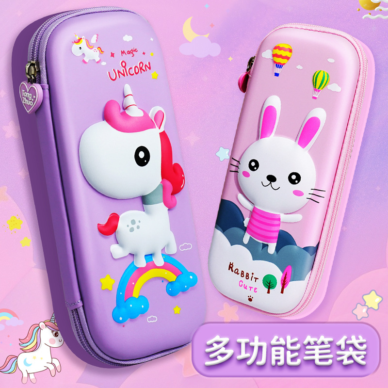 Caja de papelería 3D estereoscópica EVA infantil dibujos animados de gran capacidad caja de lápiz bolsas de regalo de premios para jardín de infantes