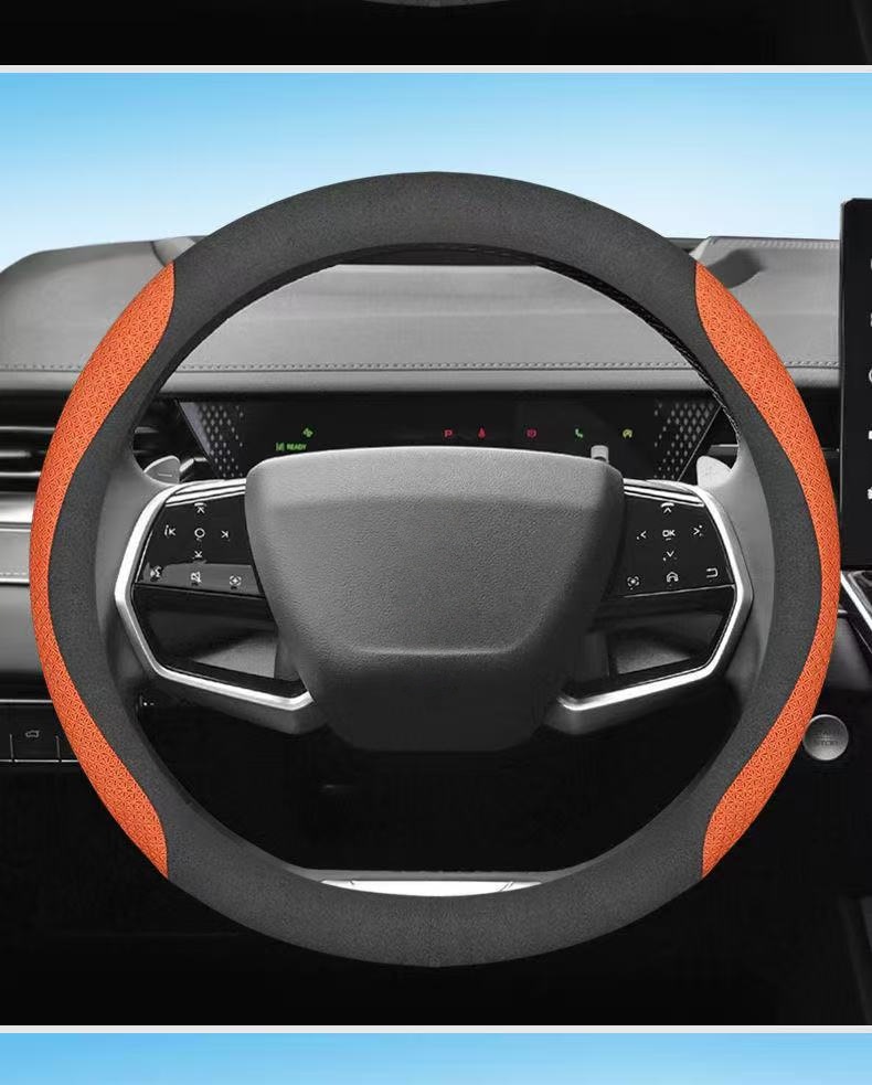 Car Steering Wheel Cover for Men and Women, Universal for All Seasons, New Breathable, Non-Slip, Sweat-Absorbent Round D-Shaped High-End Ultra-Thin Handle Cover