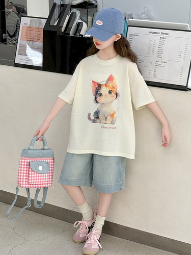 Héběi Pure Cotton Children's Summer Short Sleeve T-Shirt · Hǎojīyǒu Three-Needle E01. 180g 100 Combed Back-Neck Seamless