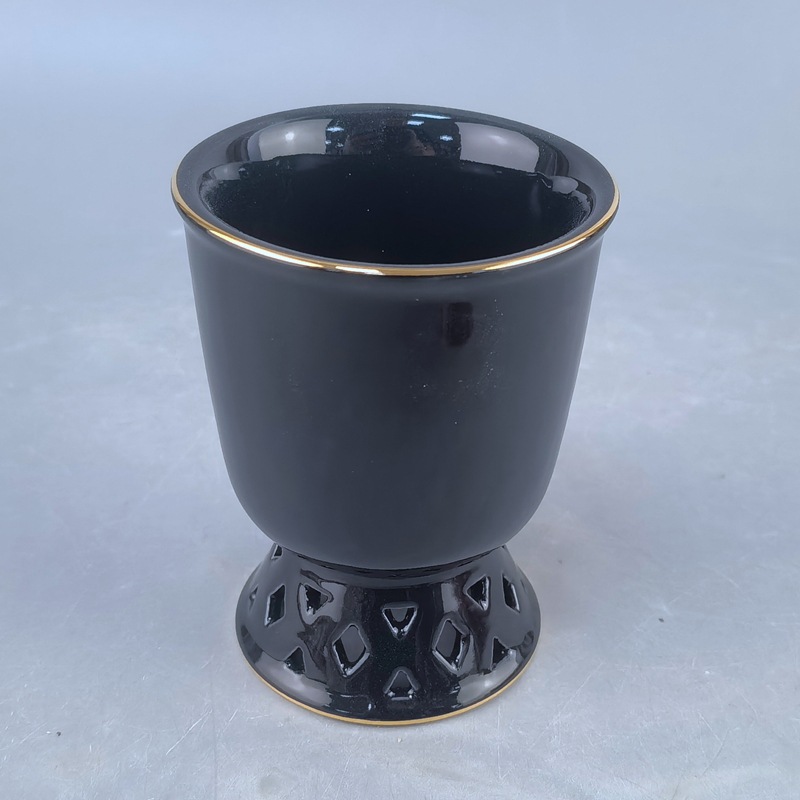 Taza de cerámica de alta temperatura hueca, taza de agua de alto pie, taza de cerámica de helado de alta calidad, taza de helado de estilo japonés