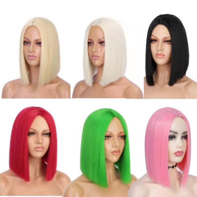 wig high temperature silk chemical fiber short Bob factory supply 1b#straight full mechanism headgear generation wig wig