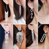 Silver needle, long earrings with bow with tassels, silver 925 sample, internet celebrity