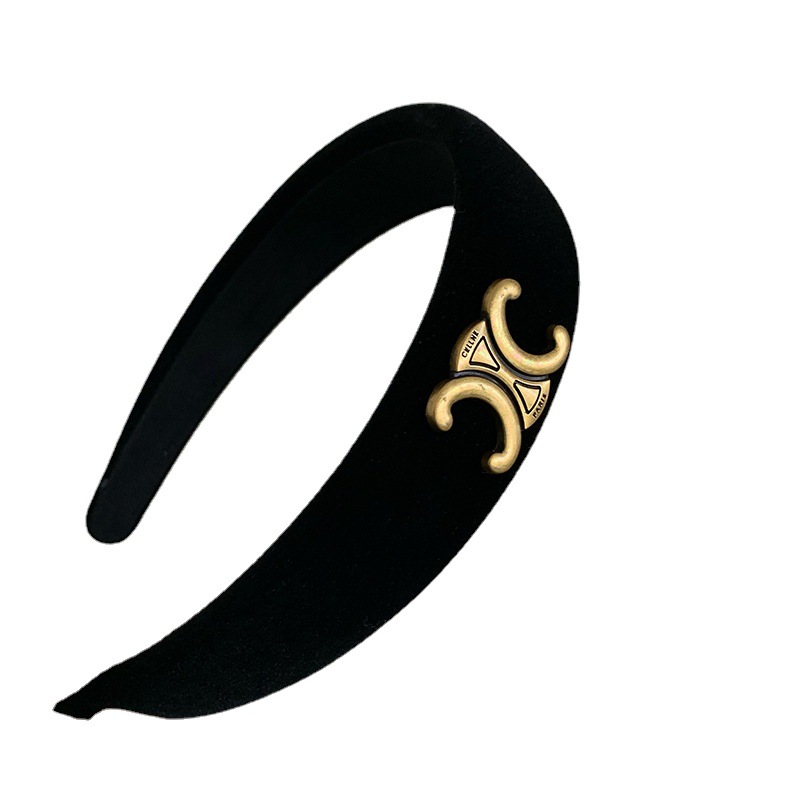 New Style Cyber Celebrity Retro French Arc de Triomphe Velvet Headband Black Headband Middle Ancient Fragrant Style High Cranial Top Hair Accessories for Women