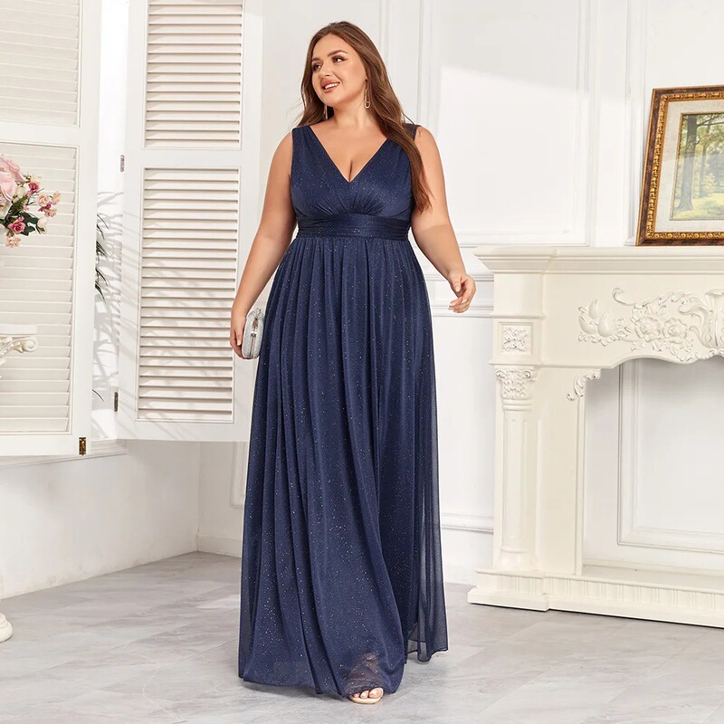 Cross-Border Supply Large Size Dress for Women, Summer Deep V-Neck Sequined Mesh Long Dress, Suitable for Banquets, Annual Meetings, Bridesmaids, and Formal Evening Wear Cross-Border Supply Large Size Dress for Women, Summer Deep V-Neck Sequined Mesh Long Dress, Suitable for Banquets, Annual Meetings, Bridesmaids, and Formal Evening Wear