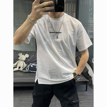 2024新款天丝棉麻夏季短袖T恤男圆领亚麻冰丝薄款男款潮牌