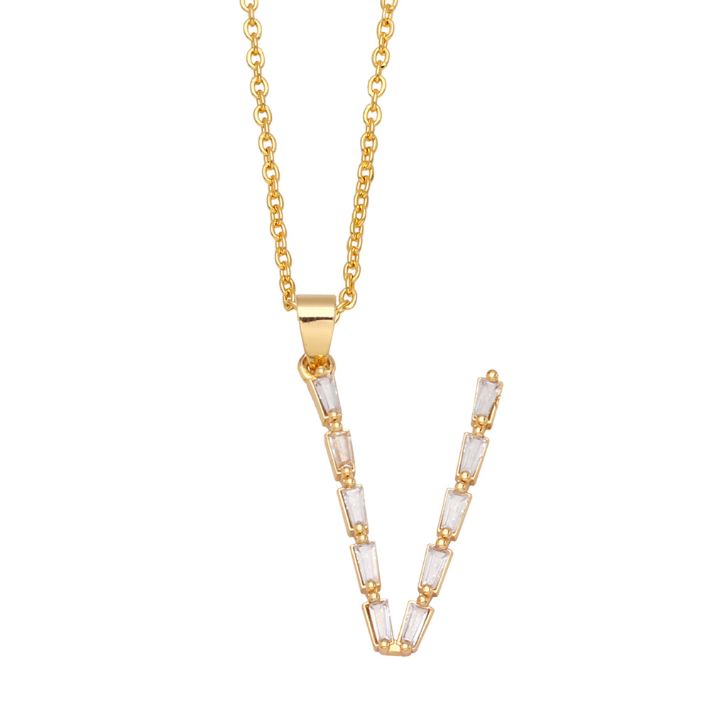 Fashion Letter Copper Inlay Zircon Pendant Necklace 1 Piece