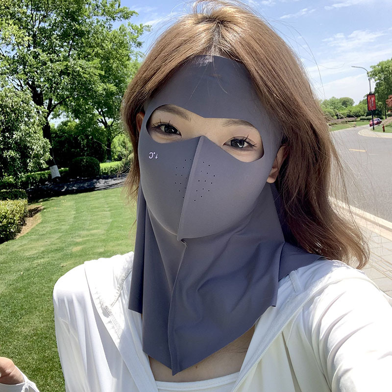 Mascarilla facial completa de alto valor para mujer, protector de cuello sin costuras, protector solar integrado en la frente, máscara facial anti-ultravioleta, máscara Gini