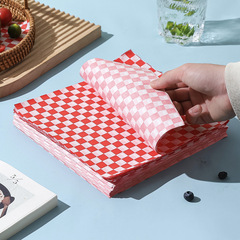 格子棋盘纸小吃食品垫纸炸鸡薯条汉堡防油纸食用三明治包装纸跨境