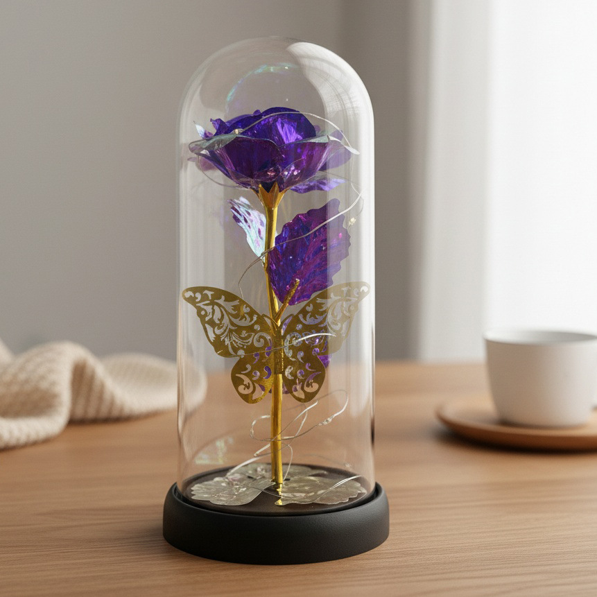 Amazonas transfronterizas flores inmortales cubierta de vidrio de oro de flores de flores de Navidad Día de la Madre Regalos de Día de San Valentín Decoraciones creativas