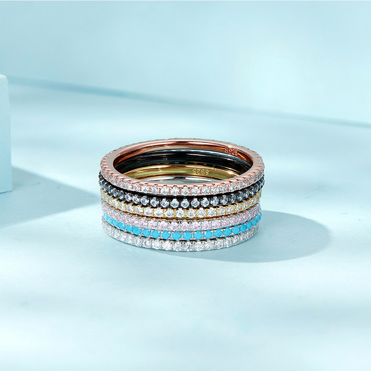 Business Occasion 925 Sterling Silver Material 1 Piece 925 Sterling Silver Solid Color Zircon Rings