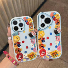 可爱立体mm豆适用苹果17PROMAX手机壳15/16华为荣耀手机壳软壳