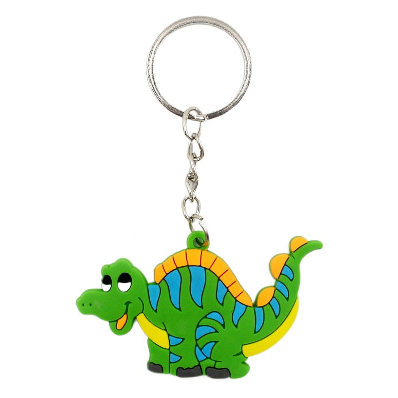 Cross-Border 12 Types of Dinosaur Keychains, Super Cute Glue Pvc Pendants, Party Gifts, Cartoon Dinosaur Accessories Wholesale