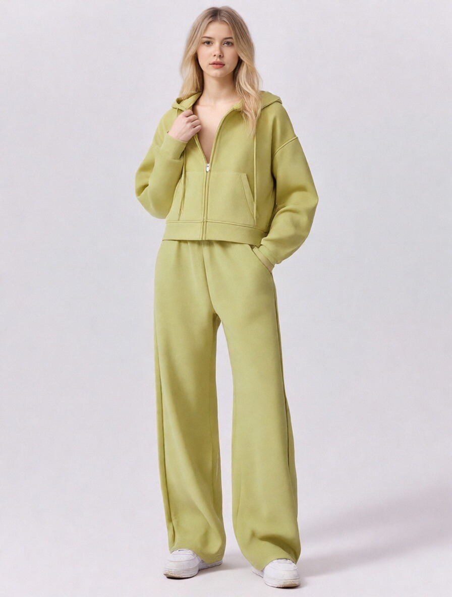 European And American Cross-border Fashion Sports Cotton For Women, Solid Color Long-sleeve Zip-up Hoodie With_ecoleips.com