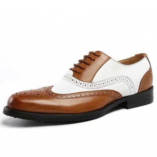 Men's Brogues Embossed Wide Size Color-Matched Trendy Casual Men's Business Formal Leather Shoes