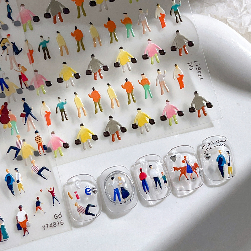 YITU Ant Figure Jelly Cartoon Character Nail Art Sticker Colorful Cute Cartoon Cyber Red Decorative Sticker YT4816