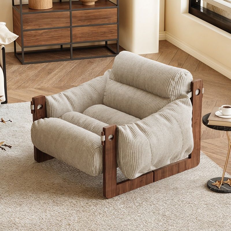 Middle Ancient Style Jersey Chair Leisure Chair Reclining Sleepable Solid Wood Balcony Single Lazy Sofa Recliner Living Room Sofa