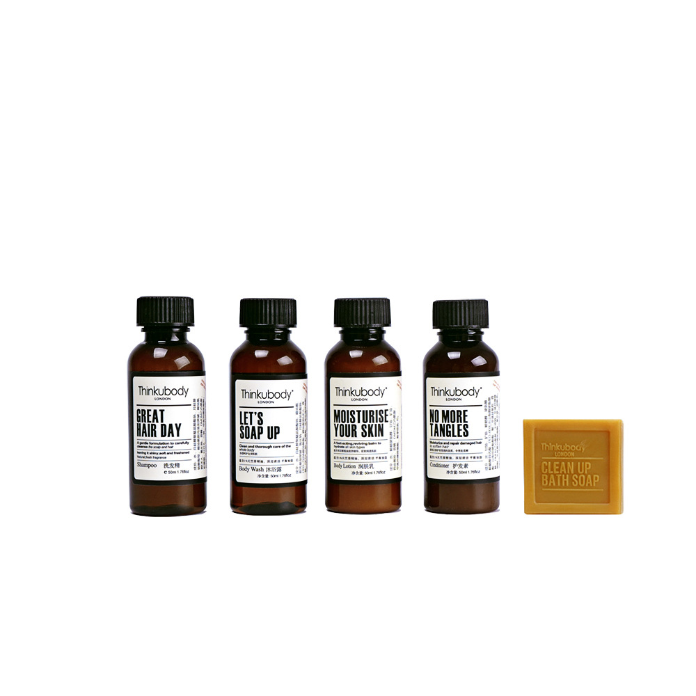 50ml British Thinkubody Travel B&B Hotel Disposable Shampoo Shower Gel Moisturizer Conditioner