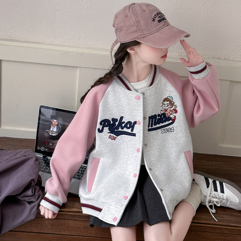 女童外套儿童装春秋季新款大童一件代发女孩织里九运动棒球上衣服