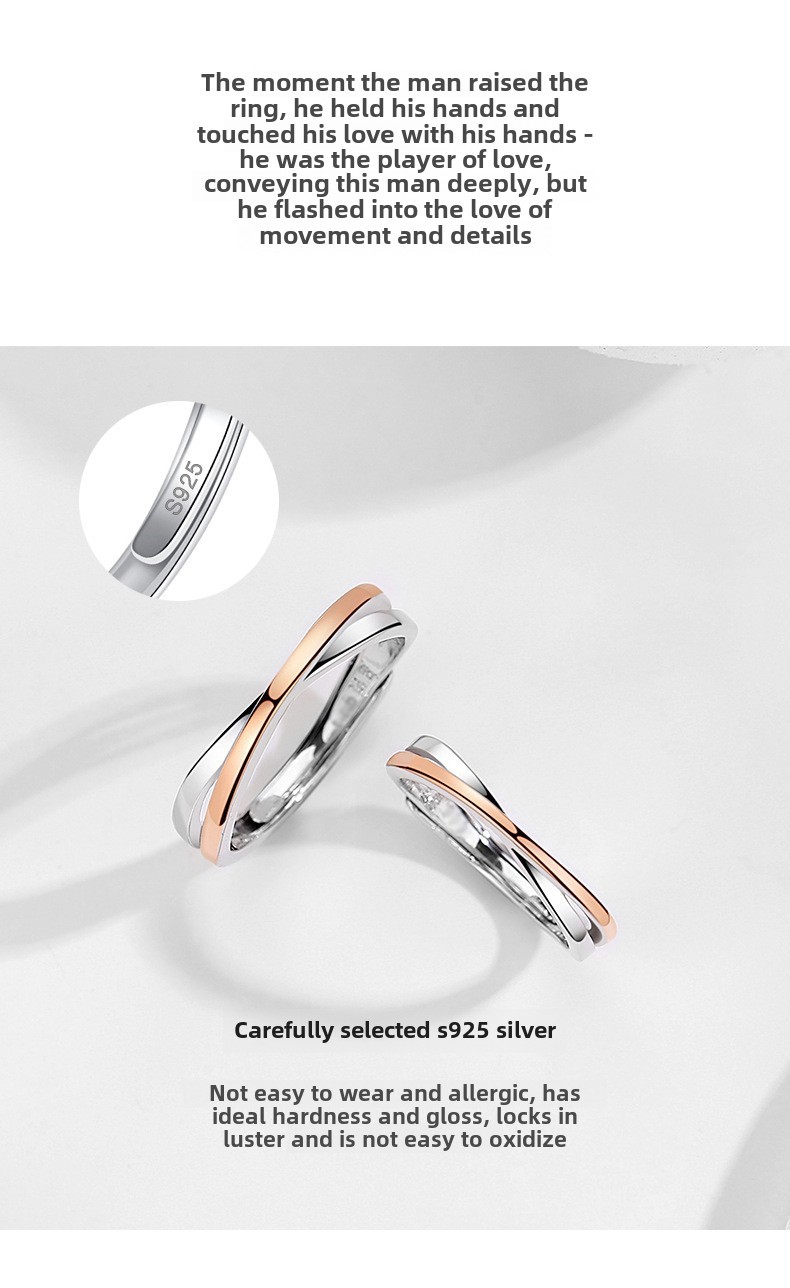 Mobius Couple Ring Sterling Silver Niche Design Adjustable Open Ring_voghion.com