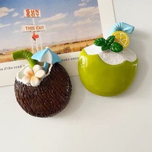 海南汁冰箱贴网红冻甜品树脂磁贴夏日沙滩饮料装饰贴