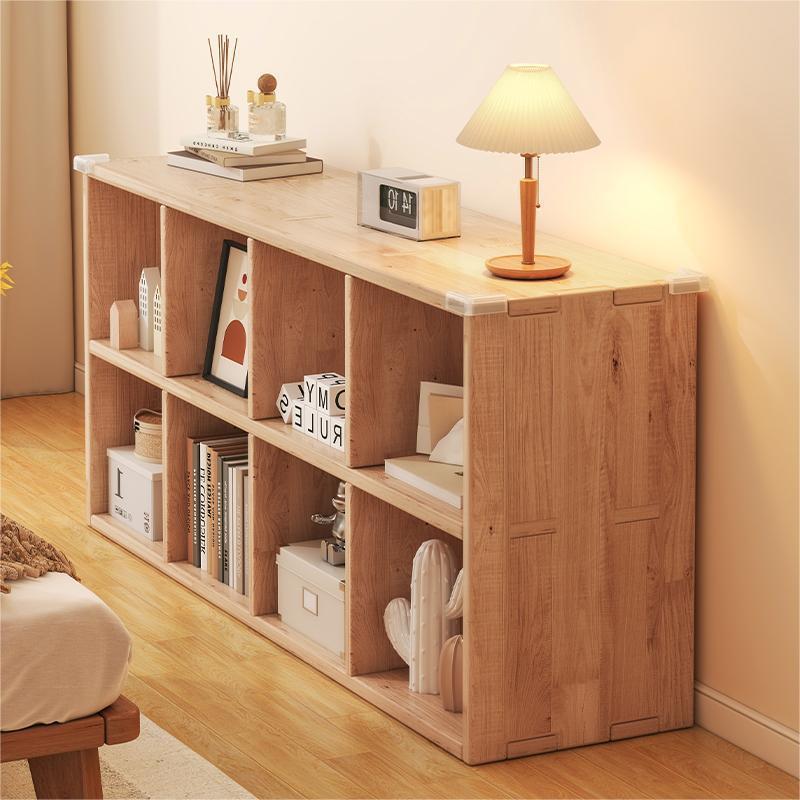 Plaid Solid Wood Bookshelf Floor-Standing Storage Rack Home Living Room Storage Wall Low Cabinet Bookcase Children's Bookshelf Others