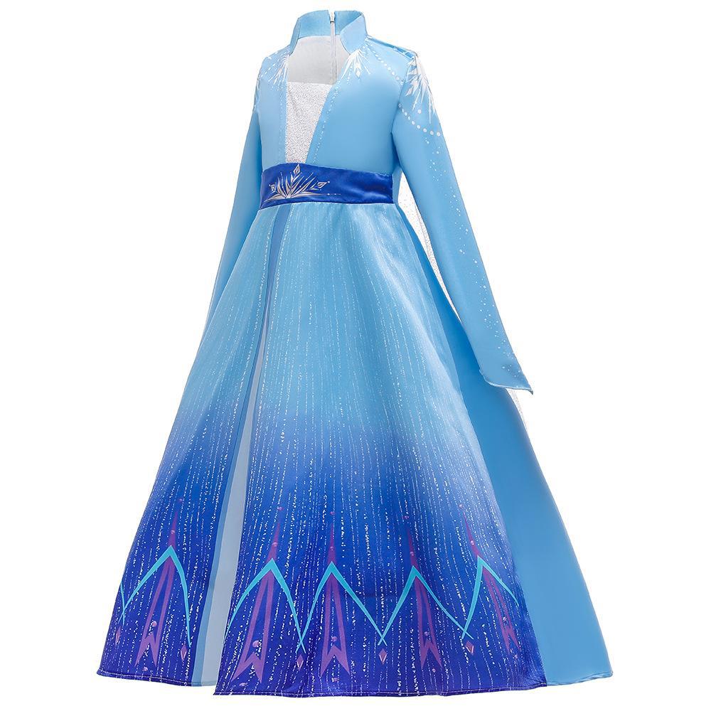 Frozen 2 dibujos animados impreso manga larga Niña vestido Frozen 2 nuevo Aisha princesa vestido de los niños