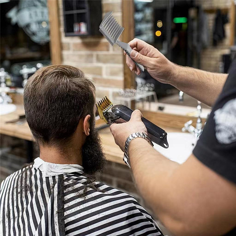 Grzebienie Barber Fade dla mężczyzn z gradacją włosów, olejkiem, zaciskiem, długą rączką, grzebień ścinający_voghion.com